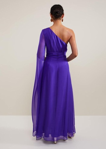 Phase Eight Darby Silk One Shoulder Dress Purple Canada | HEPBKN-627